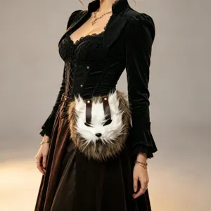 Gothic Dark Punk Halloween Fuchs Kunstpelz Hüftgürteltasche Cosplay Party Kostüm Zubehör Leder Tiergürtel Für Damen Herren