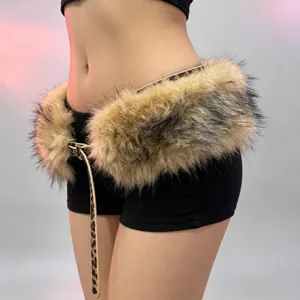 Y2K Style Léopard Fausse Fourrure Ceinture Taille Femme Tendance Streetwear Accessoire