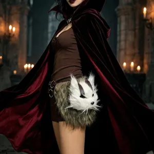 Halloween Cosplay Gothic Pluesch Fuchs Huefttasche Samt Umhang Party Kostuem Zubehoer.