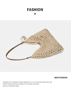 Sommertasche Stroh Strandtasche Damen lässig gewebte Umhängetasche große Kapazität Shopper