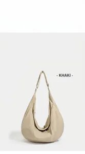 Khaki Nylon Umhängetasche für Damen und Herren, leichte lässige Freizeittasche im Alltag.