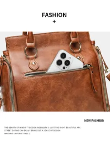 Vintage grande capacite femmes cabas sac a main en PU cuir elegante sac d'epaule style