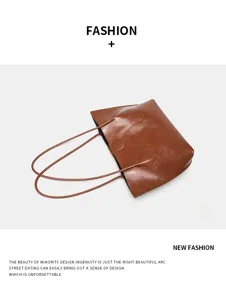 Donna Morbido PU Pelle Tote Borsa Grande Capacita Casual Spalla Borsa Marrone