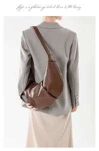 Korean retro soft leather pleated dumpling bag casual shoulder crossbody croissant bag