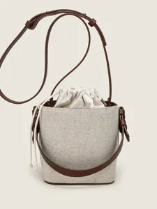 Damen Canvas Eimertasche Urban Minimalistisch Einfarbig Kleine Schulter Umhängetasche Tägliche Kombination