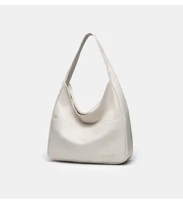 Classic off-white hobo shoulder bag for women, large capacity retro tote and daily handbag.