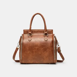 Sac à main fourre-tout vintage en cuir PU pour femme, grand sac porté épaule élégant et pratique.