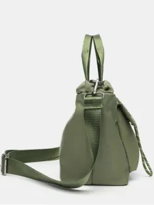 Sac cabas en nylon vert olive stylé, sac à bandoulière décontracté avec poignées solides.
