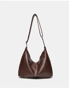 Braune weiche Leder Hobo Umhängetasche retro Schultertasche modische Damen Tasche Alltag