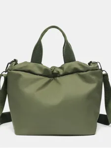 Grand sac cabas vert en tissu Oxford, sac à bandoulière décontracté pour les déplacements.