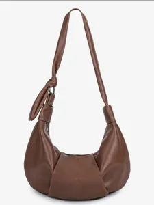 Korean vintage soft leather pleated dumpling hobo shoulder crossbody everyday bag