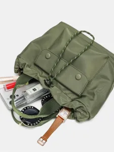 Sac seau en nylon vert grande capacité cabas fourre-tout décontracté pour travail