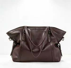 Mujer vintage gran capacidad suave PU cuero bolso de hombro shopper bandolera elegante.