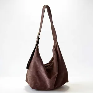 Damen Vintage Wildleder Tragetasche Große Kapazität Pendler Umhängetasche Lässig Handtasche