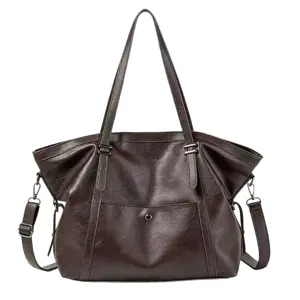 Bolso tote grande de cuero PU suave para mujer, bolso de hombro bandolera vintage.