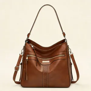 Damen PU Leder Umhängetasche Großes Fassungsvermögen Crossbody Tasche Casual Tote Bag Modische Einharttasche