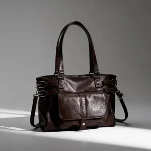 Σκούρο καφέ vintage δερμάτινη τσάντα tote, μεγάλη τσάντα ώμου και χιαστί για γυναίκες.