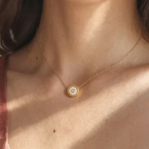 Goldschmuck Titanstahl Schlüsselbein Halskette mit rundem Muschel Anhänger für Damen