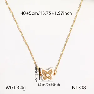 Minimalistische Schmetterlings-Schluesselbeinkette aus Titanstahl mit funkelnden Kristalldetails.