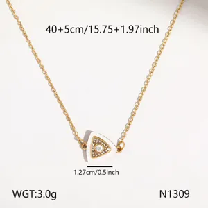 Minimalistische Titanstahl Dreieck Anhänger Halskette mit glänzenden Strass Modeschmuck