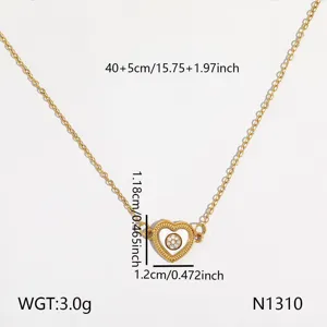 Minimalistische Herz-Schlüsselbeinkette aus Titanstahl mit funkelnden Kristallen und weißem Detail.