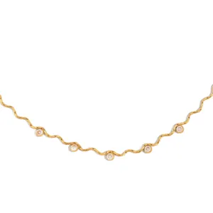Collier ras de cou ondule en acier titane dore avec faux diamants pour femmes elegantes