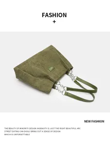 Grüne Kord Shopper Tasche für Damen große Kapazität Schultertasche Alltag Pendeln