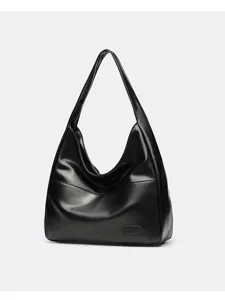Black large capacity shoulder bag retro tote bag for women daily fashion casual hobo handbag