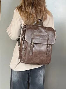 Vintage ιαπωνικό σακίδιο πλάτης από PU δέρμα ρετρό casual τσάντα σχολείου γυναίκες