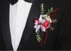 Wald Retro Bräutigam Hochzeit Korsage Anzug Blume Zubehör für Party Zeremonie Dekoration.