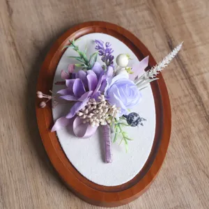 Corsage de fleurs artificielles violettes pour mariage marié mariée fête décoration