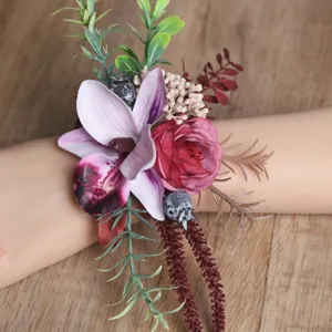 Hochzeit Handgelenk Korsage Blumen Armband Wald Stil Partykleid Zubehör Dekoration