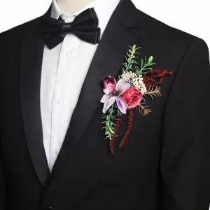 Hochzeit Ansteckblume Korsage retro Blumen Reversnadel fuer Herren Anzug Party Tuxedo Details