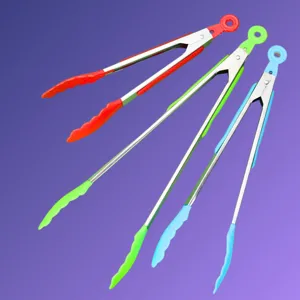 Stainless Steel Kitchen Food Tongs With Silicone Handle Anti Scald BBQ Bread Tongs For Home Buffet Cooking