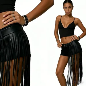 Women Bohemian PU Leather Tassel Belt Long Waist Band Casual Daily Commuting Fashion Waist Accessories