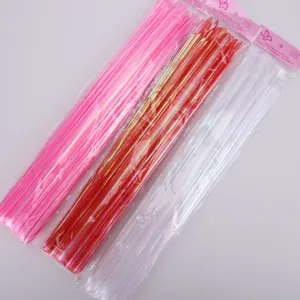 Detail view of multicolored pull flower ribbons, 50mm size, 10pcs pack, smooth packaging view.