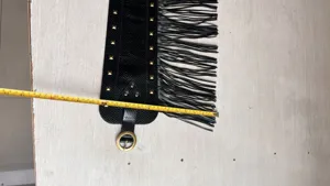 Punk faux leather black fringe belt with metal rivets and buckle for stage dance and fashion.
