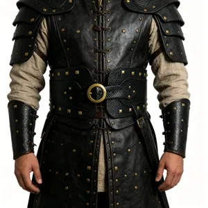 Medieval warrior retro leather waist belt set for Halloween cosplay and role-playing