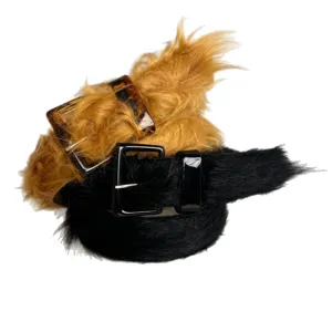 Set de cinturón de moda de piel sintética con hebillas cuadradas elegantes para mujeres.
