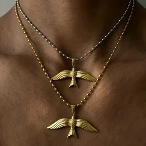 Collier Pendentif Colombe en Acier Inoxydable Minimaliste Bijou Chaîne Oiseau Assorti Tendance