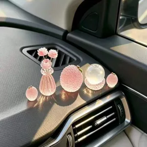 Car dashboard crystal rose lychee ornaments cute glowing decor interior accessories