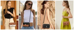 Modische Damen Umhängetasche Handy-Brieftasche mit Blatt Anhänger und Kartenfächern.
