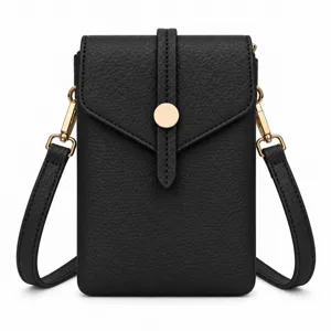 Women's PU Leather Mobile Phone Bag Urban Minimalist Crossbody Bag Multi-Layer Vertical Style Phone Pouch With Magnetic Buckle