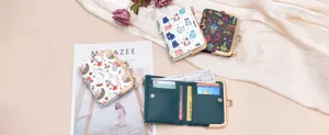 Women short PU leather kiss-lock wallet cartoon print card holder cute coin purse detail
