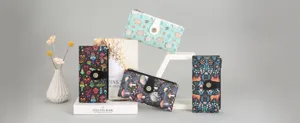 Women long wallet floral print PU leather clutch purse cat deer pattern large capacity zipper