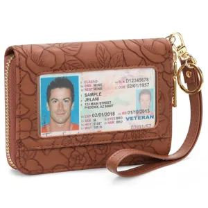 Women RFID Blocking Multifunctional Vintage Embossed Card Holder Zipper Coin Purse