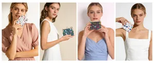 Women short wallet PU leather kiss lock coin purse cartoon floral print folding wallet chic