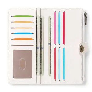 White long women wallet PU leather bi-fold purse with card slots cash pockets id window