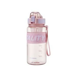 Roze grote capaciteit plastic sport waterfles met theezeef draagbare outdoor drinkbeker