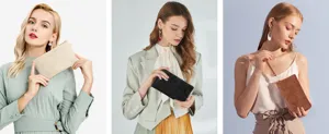 Detailed view of the women's long floral embossed zipper clutch purse and phone bag.